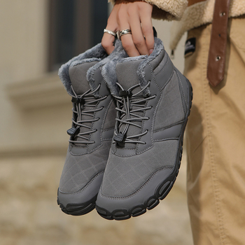 Χειμερινά παπούτσια ορειβασίας με υψηλό άνω μέρος, επένδυση fleece, χοντρή κατασκευή, αντιολισθητική σόλα, PU πάνω μέρος και PU σόλα