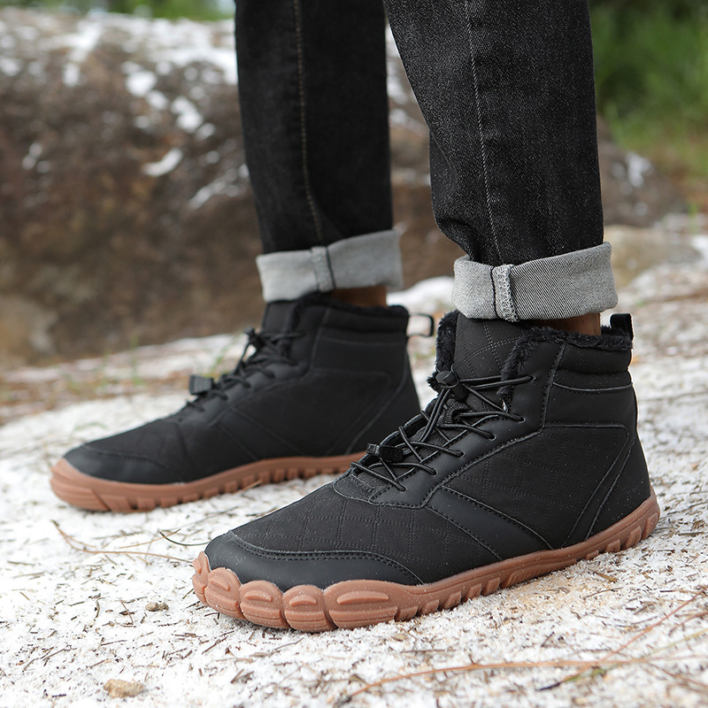 Ziemas augstie pārgājienu zābaki, ar fleece iekšpusi, bieza konstrukcija, pretslīdoša PU virsdaļa un PU zole