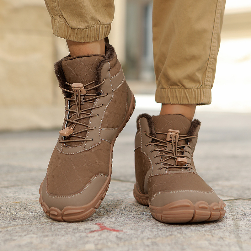 Ziemas augstie pārgājienu zābaki, ar fleece iekšpusi, bieza konstrukcija, pretslīdoša PU virsdaļa un PU zole