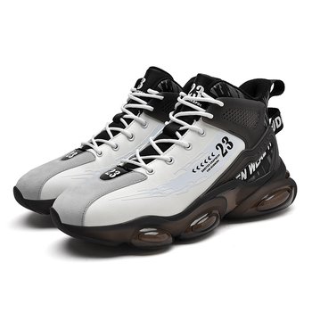 Ανδρικά αθλητικά παπούτσια καθημερινά, αναπνέον επάνω από τεχνητό δέρμα; σόλα TPU+αφρός; εσωτερική επένδυση με δίχτυ; πάτος PU; κορδόνια; μεσαίο ύψος; στρογγυλή μύτη