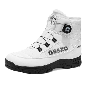 Ανδρικά χειμερινά μποτάκια χιονιού με επένδυση από συνθετική γούνα, PU άνω, καουτσούκ σόλα, στρογγυλή μύτη, χαμηλό ύψος τακουνιού