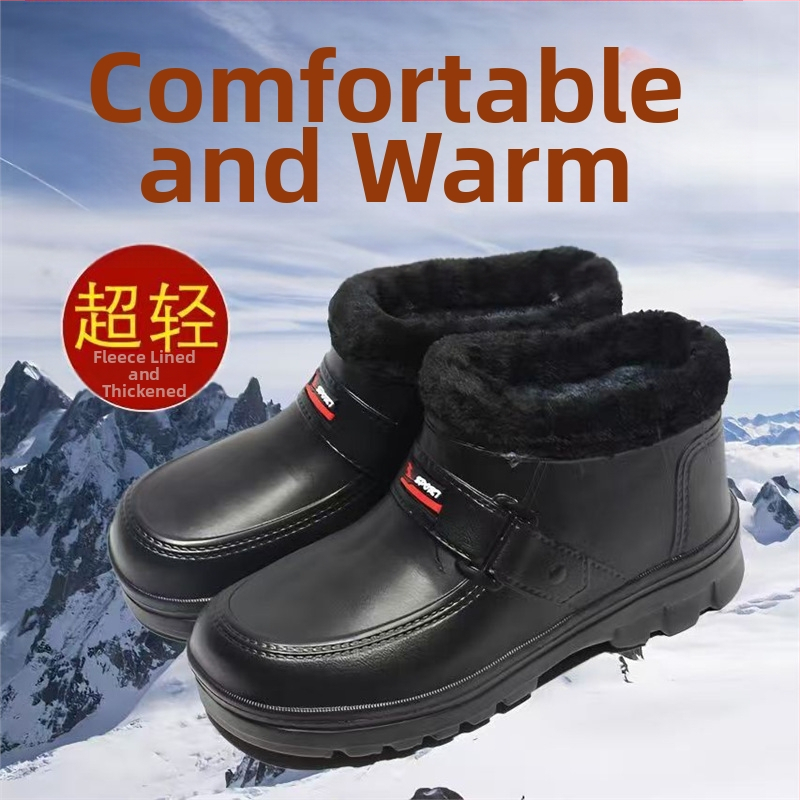 Водоустойчиви зимни обувки без връзки с топла подплата от флийс, лесно обуване, унисекс, EVA горна част и EVA подметка
