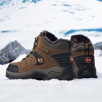 Snehové čižmy vysoké, horná časť z pravej kože, gumová podrážka, teplé, casual štýl