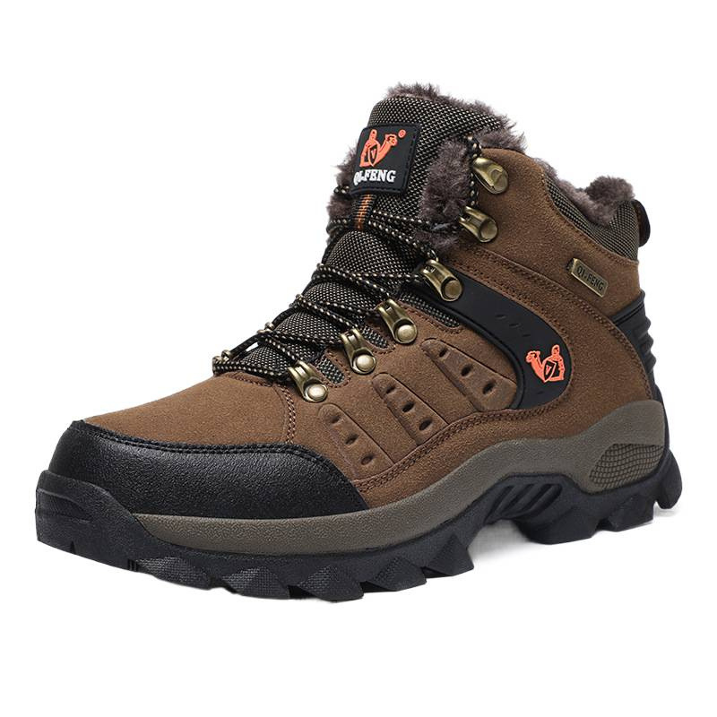Snehové čižmy vysoké, horná časť z pravej kože, gumová podrážka, teplé, casual štýl