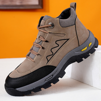 Ανδρικά μποτάκια χιονιού, υψηλά, με επένδυση φλίς, αδιάβροχα, αντιολισθητικά, ζεστά, σόλα καουτσούκ