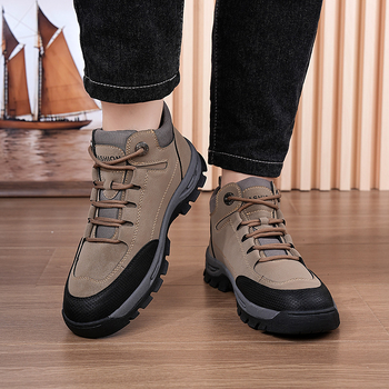 Ανδρικά μποτάκια χιονιού, υψηλά, με επένδυση φλίς, αδιάβροχα, αντιολισθητικά, ζεστά, σόλα καουτσούκ