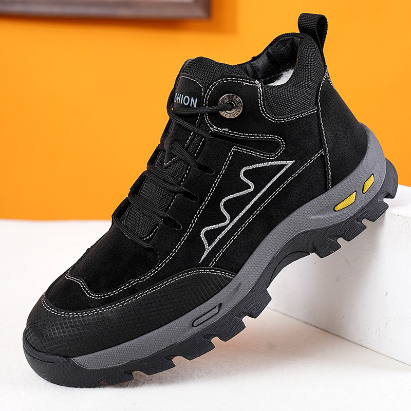 Ανδρικά μποτάκια χιονιού, υψηλά, με επένδυση φλίς, αδιάβροχα, αντιολισθητικά, ζεστά, σόλα καουτσούκ