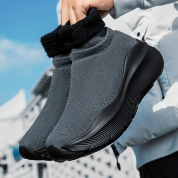 Casual unisex παπούτσια με μέτριο ύψος (Mid-Top), πάνω μέρος από σουέντ, παχιά σόλα 3-5 εκ, EVA εσωτερική σόλα, επένδυση από συνθετική γούνα, slip-on