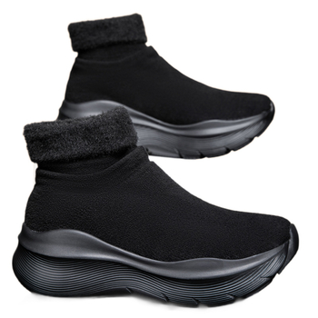 Casual unisex παπούτσια με μέτριο ύψος (Mid-Top), πάνω μέρος από σουέντ, παχιά σόλα 3-5 εκ, EVA εσωτερική σόλα, επένδυση από συνθετική γούνα, slip-on