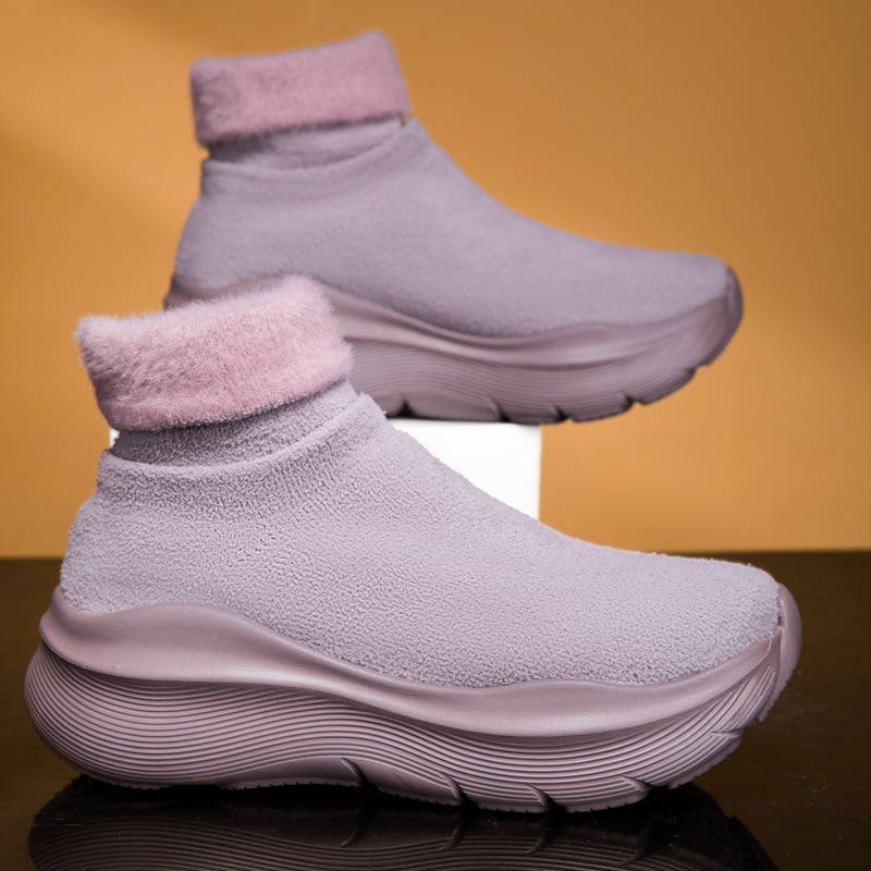 Casual unisex παπούτσια με μέτριο ύψος (Mid-Top), πάνω μέρος από σουέντ, παχιά σόλα 3-5 εκ, EVA εσωτερική σόλα, επένδυση από συνθετική γούνα, slip-on