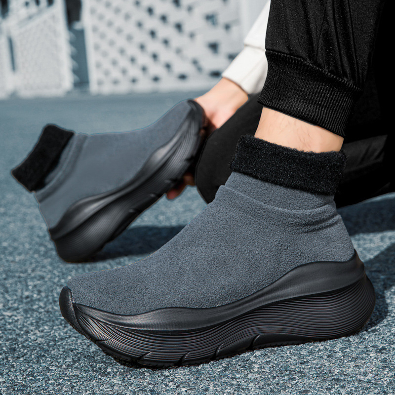 Unisex ziemas kokvilnas apavi ar fleece iekšpusi, bieza zole, slip-on