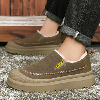 Ανδρικά χειμερινά μποτάκια slip-on με γούνινη επένδυση, παχιά μόνωση, άνω μέρος από συνθετικό δέρμα, σόλα PVC, στρογγυλή μύτη, καθημερινή χρήση