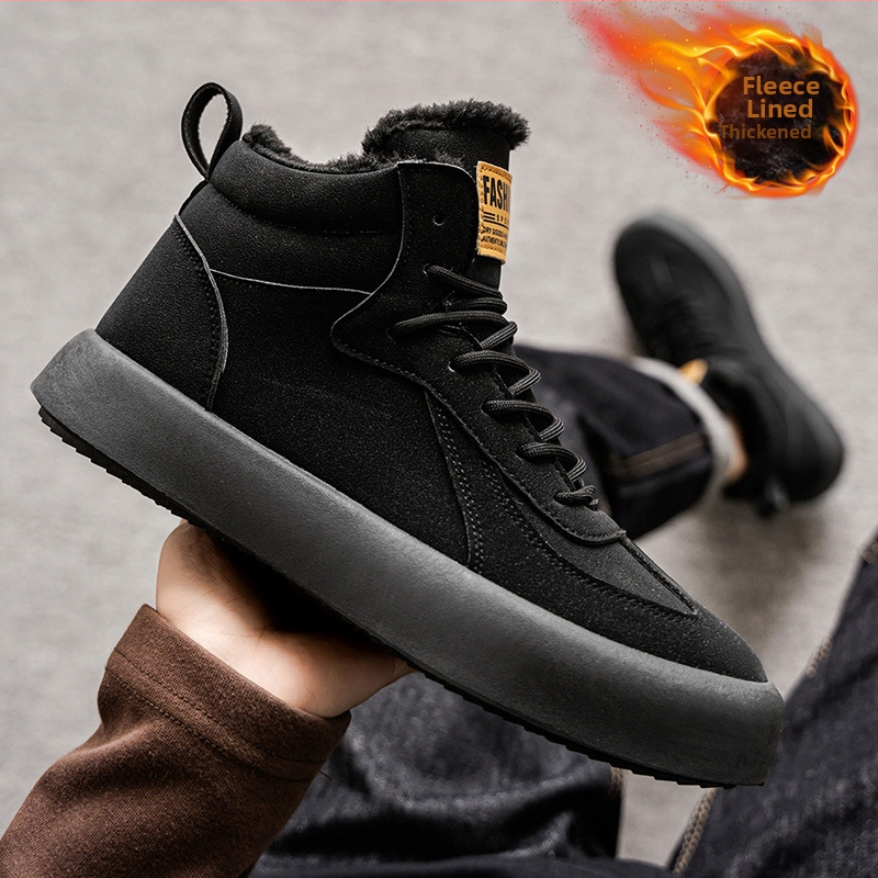 Ανδρικές χειμερινές ζεστές παντόφλες με βελούδινη επένδυση, υψηλό ύψος, εξαιρετικά παχιά σόλα PVC, με κορδόνι εμπρός