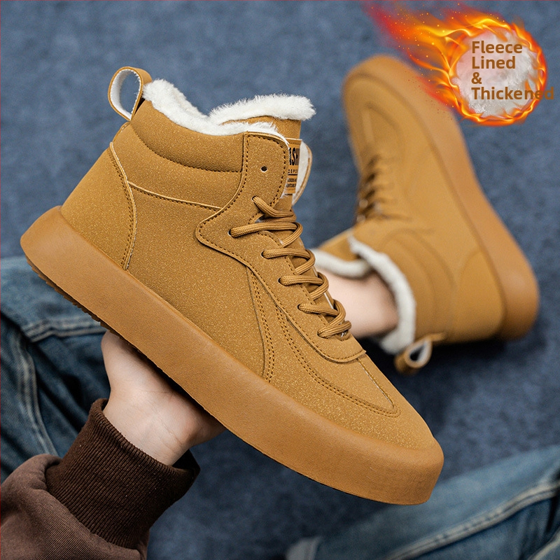Ανδρικές χειμερινές ζεστές παντόφλες με βελούδινη επένδυση, υψηλό ύψος, εξαιρετικά παχιά σόλα PVC, με κορδόνι εμπρός