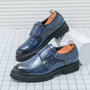 Ανδρικά παπούτσια γραφείου με επάνω μέρος από μικροϊνές, σόλα από καουτσούκ, μυτερή μύτη, ριγέ μοτίβο, στυλ casual/επαγγελματικό