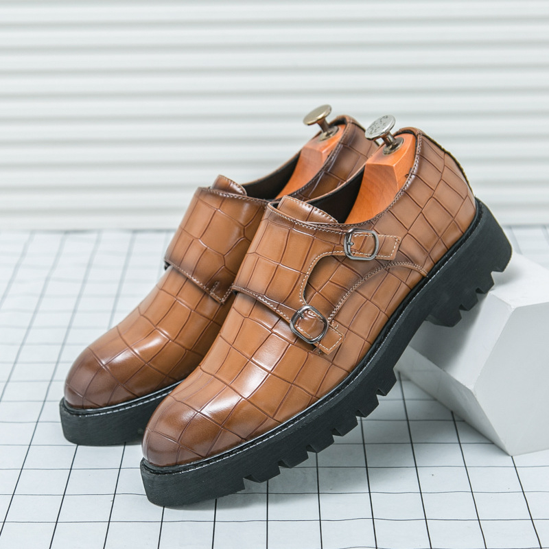 Vīriešu kurpes ar mikrofibra augšu, gumijas zole, asas purns, svītrainais raksts, casual/uzņēmējdarbības stils