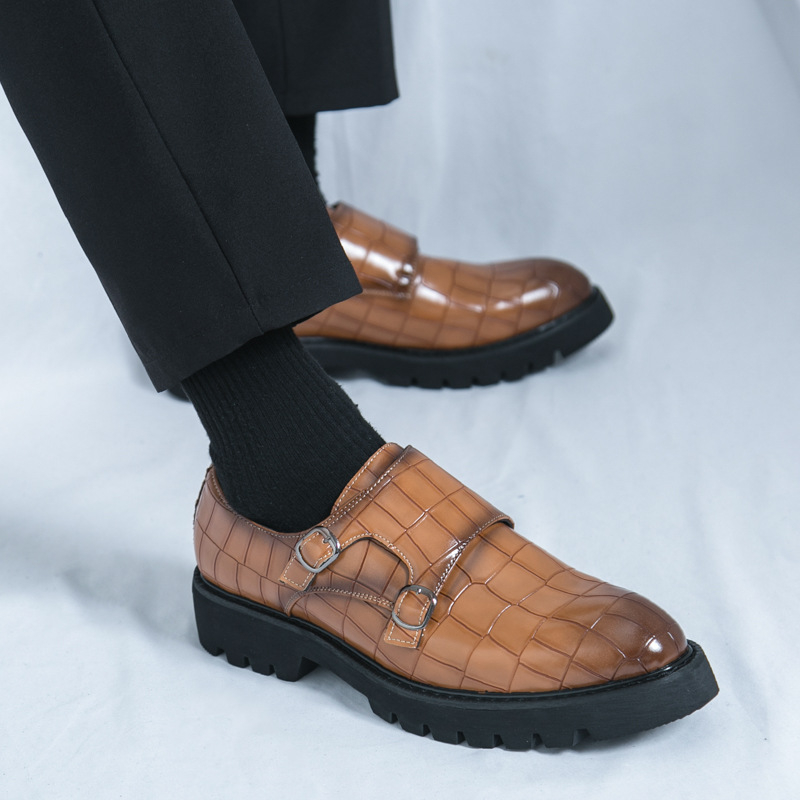 Vīriešu kurpes ar mikrofibra augšu, gumijas zole, asas purns, svītrainais raksts, casual/uzņēmējdarbības stils