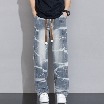 Kamufliažinis įvaizdis su raišteliu – tiesus kirpimas džinsai, 65% medvilnė, žemas juosmuo, užtrauktukas