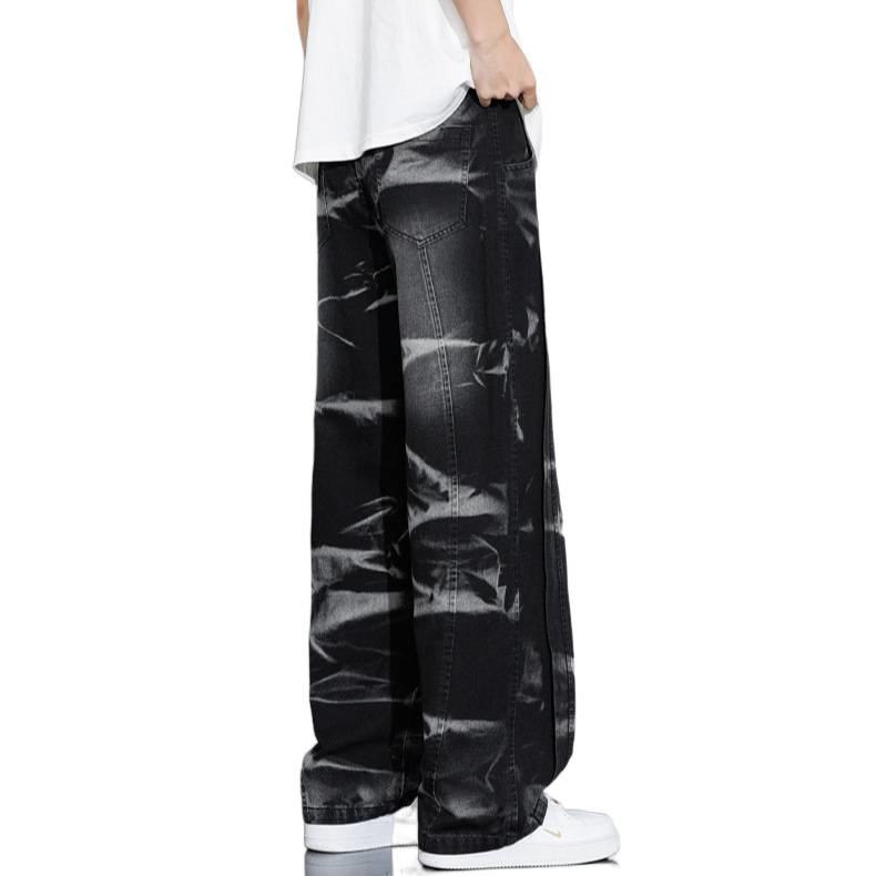 Kamufliažinis įvaizdis su raišteliu – tiesus kirpimas džinsai, 65% medvilnė, žemas juosmuo, užtrauktukas