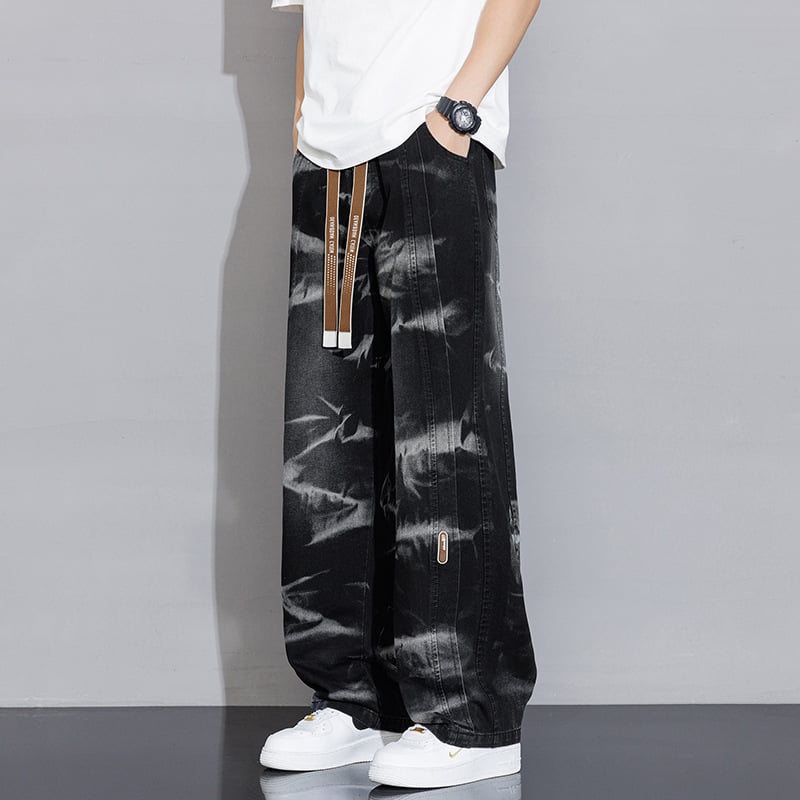 Kamufliažinis įvaizdis su raišteliu – tiesus kirpimas džinsai, 65% medvilnė, žemas juosmuo, užtrauktukas