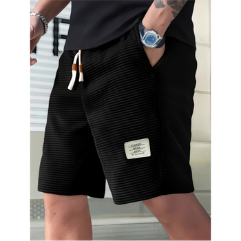 Casual σορτς με υφή καρουδουρι, φλις επένδυση, ελαστική μέση, χαλαρή εφαρμογή, για άνδρες σε όλες τις εποχές