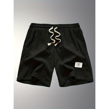 Casual σορτς με υφή καρουδουρι, φλις επένδυση, ελαστική μέση, χαλαρή εφαρμογή, για άνδρες σε όλες τις εποχές