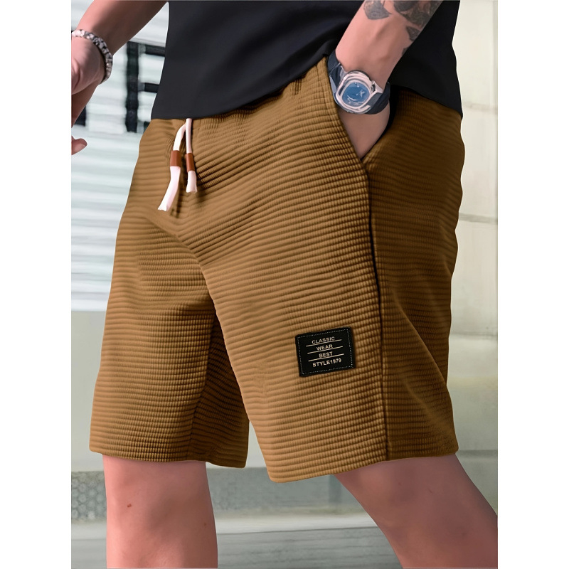 Șorturi casual corduroi, căptușite cu fleece, talie elastică, croi lejer, toate sezoanele, pentru bărbați