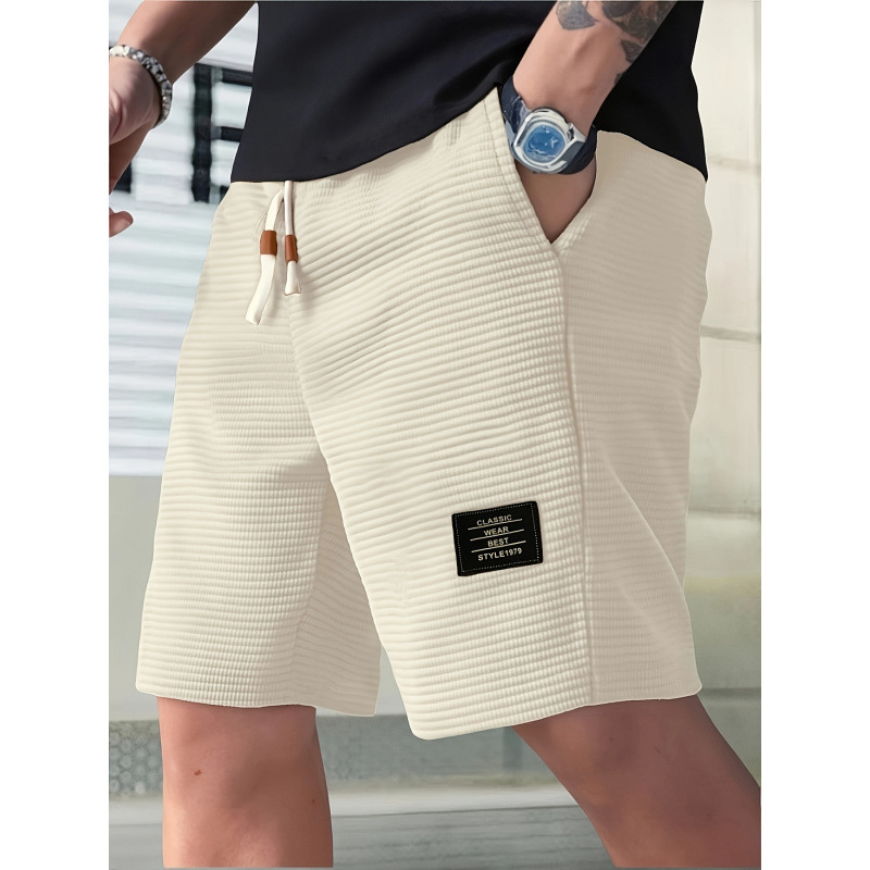 Șorturi casual corduroi, căptușite cu fleece, talie elastică, croi lejer, toate sezoanele, pentru bărbați