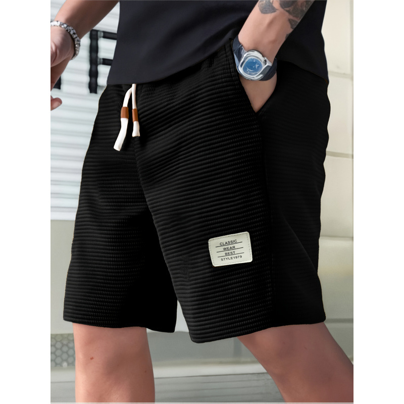 Șorturi casual corduroi, căptușite cu fleece, talie elastică, croi lejer, toate sezoanele, pentru bărbați