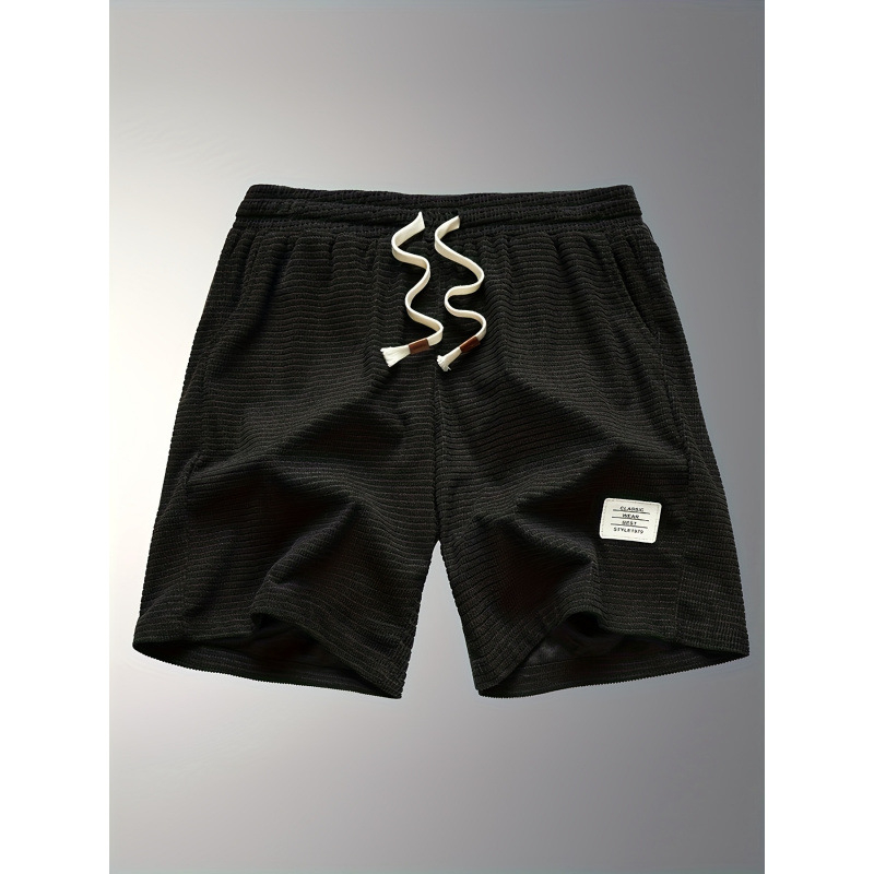 Șorturi casual corduroi, căptușite cu fleece, talie elastică, croi lejer, toate sezoanele, pentru bărbați