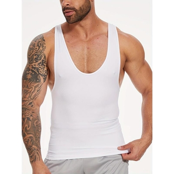 Férfiaknak tervezett kompressziós tanktop, lélegző, rugalmas, csíkos, laza szabású