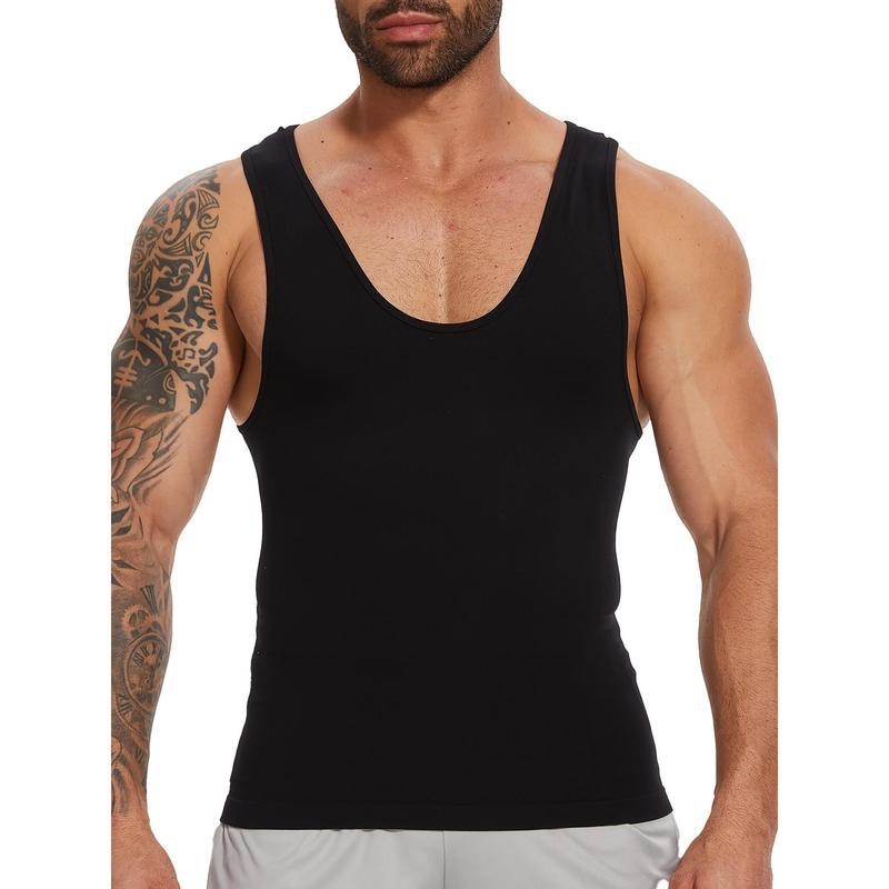 Férfiaknak tervezett kompressziós tanktop, lélegző, rugalmas, csíkos, laza szabású