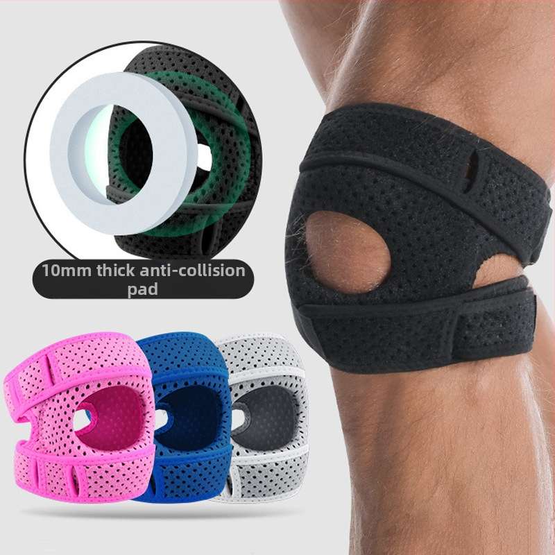 Kelio įtvaras su patellos ir menisko suspaudimo, kvėpuojantis, unisex, skirtas bėgimui ir fitnesui; pagrindinė medžiaga: kompozitinė medžiaga; apsaugos dalis: kelis; kategorija: kelio įtvarai