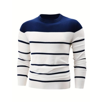 Férfi kötött pulóver, laza szabás, kerek nyak, vastag modál anyag