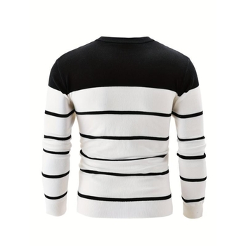 Мъжки плетен пуловер, свободен силует, кръгло деколте, дебел модален плат