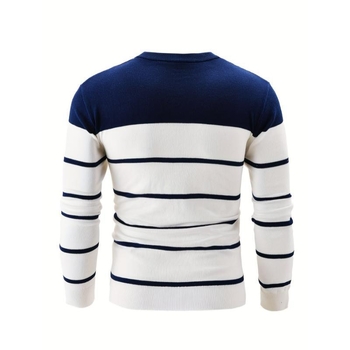 Мъжки плетен пуловер, свободен силует, кръгло деколте, дебел модален плат