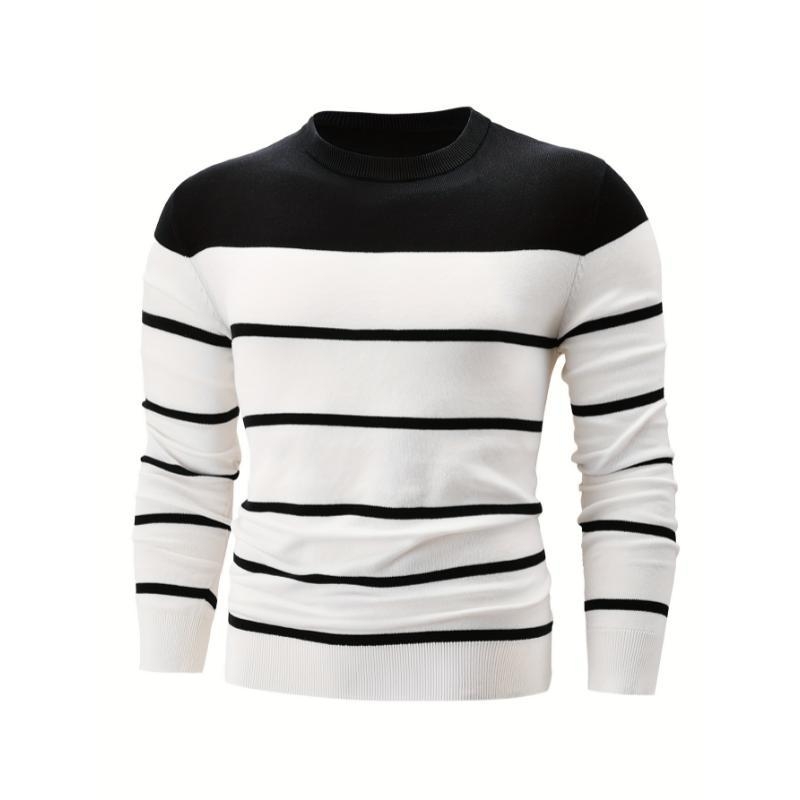 Férfi kötött pulóver, laza szabás, kerek nyak, vastag modál anyag