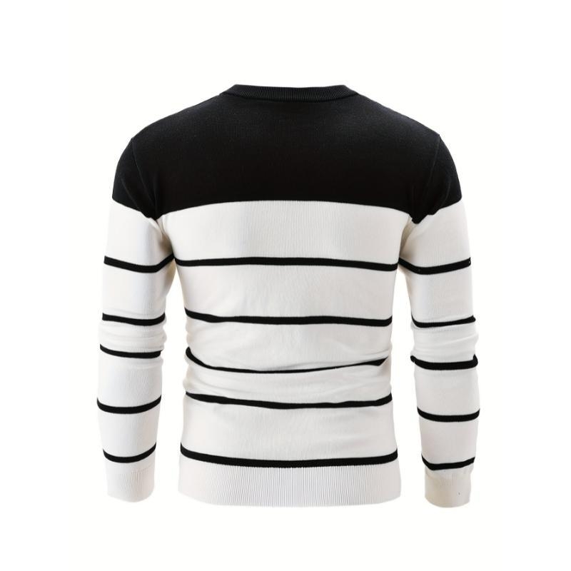 Férfi kötött pulóver, laza szabás, kerek nyak, vastag modál anyag