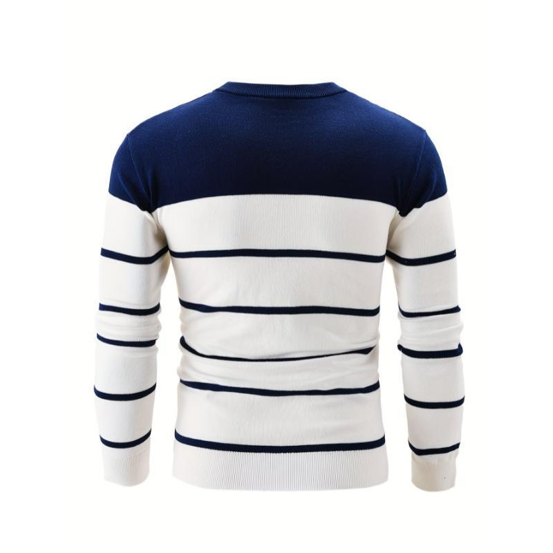 Férfi kötött pulóver, laza szabás, kerek nyak, vastag modál anyag