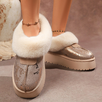 Γυναικείες χιονιού μπότες, κοντό ύψος, επένδυση από τεχνητή γούνα, χωρίς κορδόνια, PU άνω μέρος, καουτσούκ σόλα