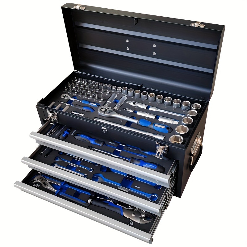 Set portabil de depozitare din oțel, cu mai multe niveluri și sertare