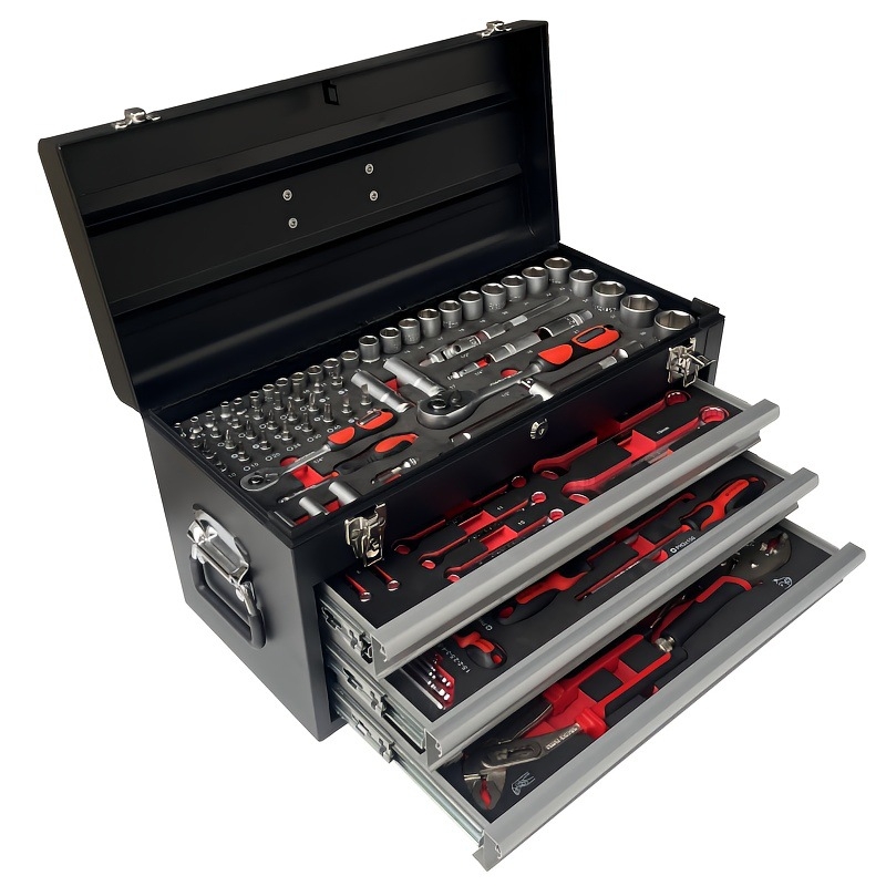 Set portabil de depozitare din oțel, cu mai multe niveluri și sertare