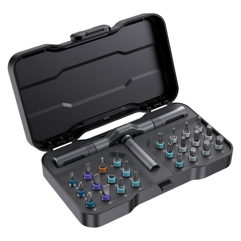 24-σε-1 Ratchet Screwdriver Σετ για οικιακή χρήση, S2 Tool Steel μπιτ, μαγνητικό και μονωμένο, Cross/Slotted/Torx/Hex