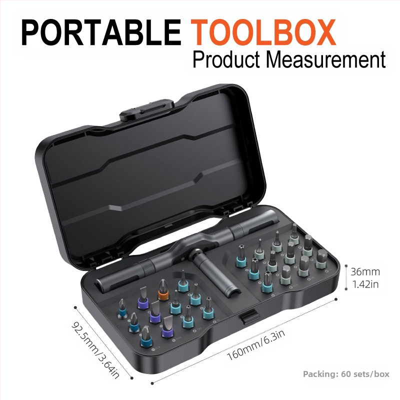 24-σε-1 Ratchet Screwdriver Σετ για οικιακή χρήση, S2 Tool Steel μπιτ, μαγνητικό και μονωμένο, Cross/Slotted/Torx/Hex