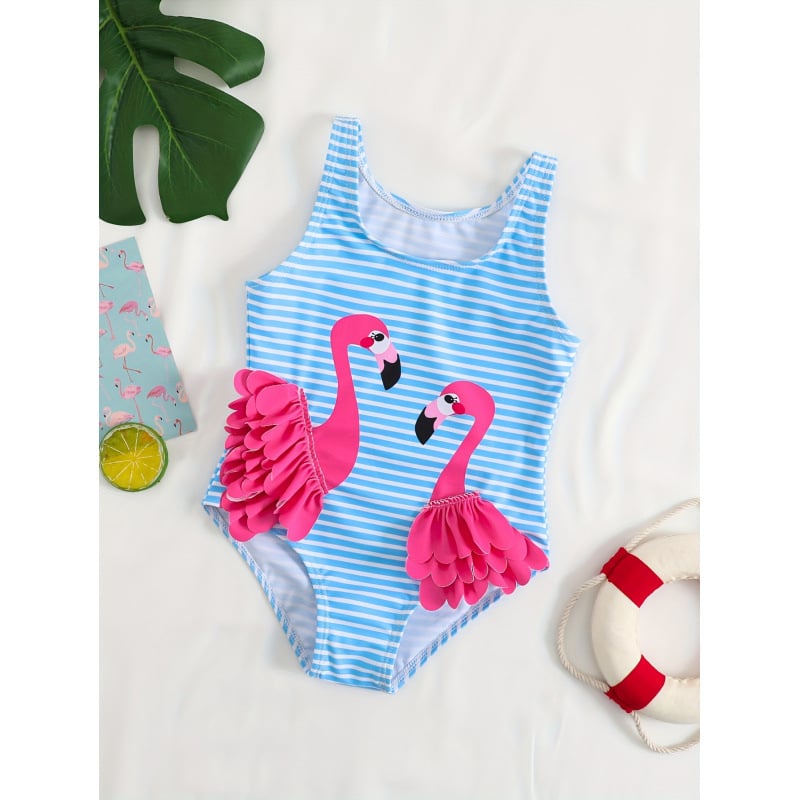 Παιδικό ολόσωμο ρούχο σε στυλ Lolita χωρίς μανίκια, με φλαμίνγκο ριγέ σχέδιο, από ύφασμα Lyocell