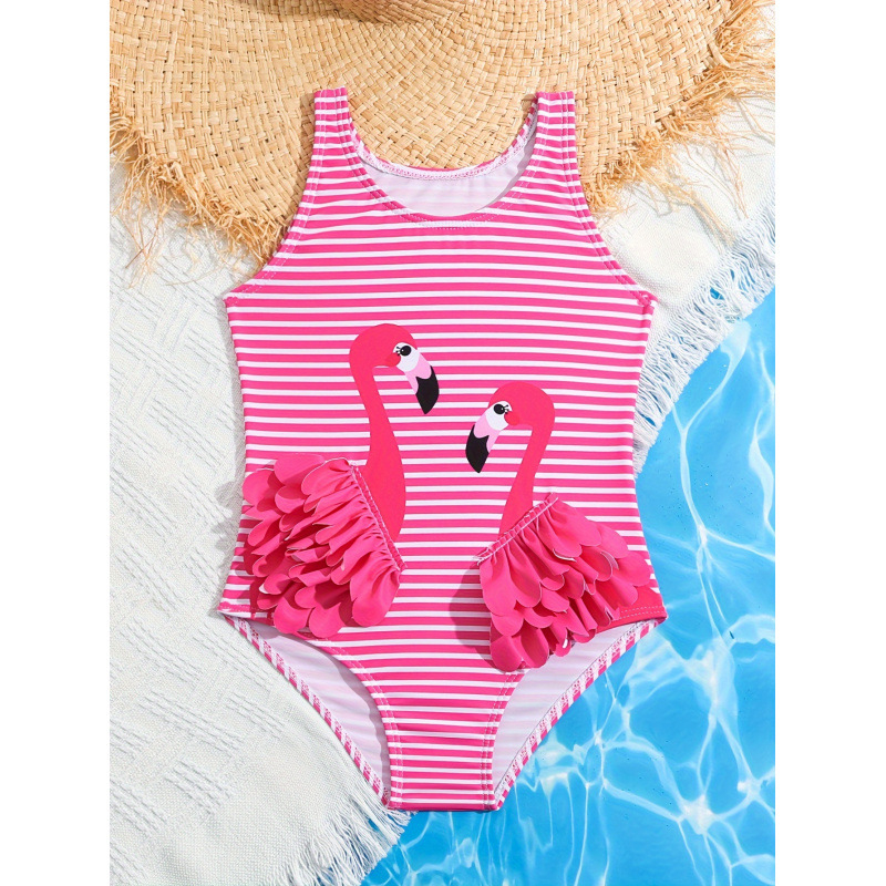 Παιδικό ολόσωμο ρούχο σε στυλ Lolita χωρίς μανίκια, με φλαμίνγκο ριγέ σχέδιο, από ύφασμα Lyocell