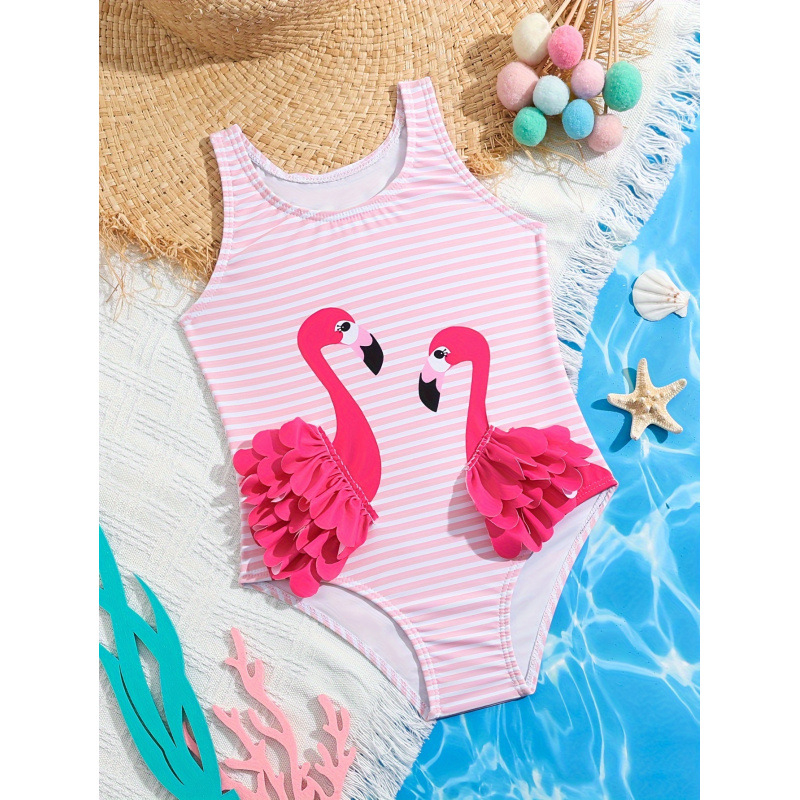 Παιδικό ολόσωμο ρούχο σε στυλ Lolita χωρίς μανίκια, με φλαμίνγκο ριγέ σχέδιο, από ύφασμα Lyocell