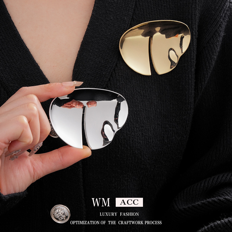 Broșă cu design geometric metalic, finisaj electroplatat, accesorii elegante pentru femei