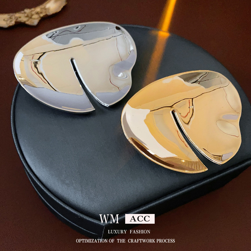 Broșă cu design geometric metalic, finisaj electroplatat, accesorii elegante pentru femei