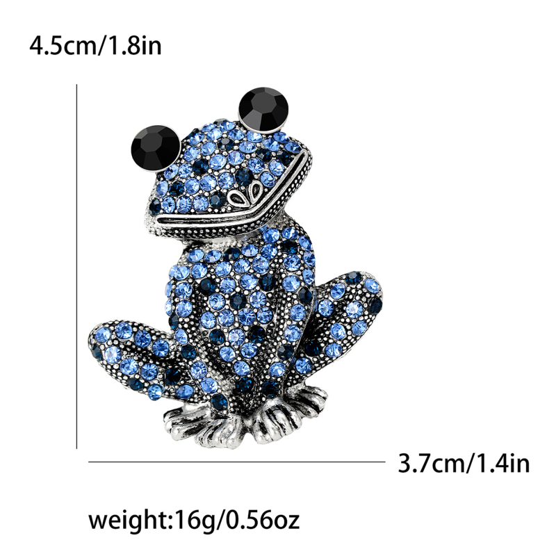 Broșă 3D în formă de broască, din aliaj, cu diamante, seria Animal, pentru femei
